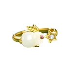 Anel de coelho de jade fofo e simples do ano lunar. Um acessório moderno e estiloso, perfeito para expressar sua personalidade. — foto 1