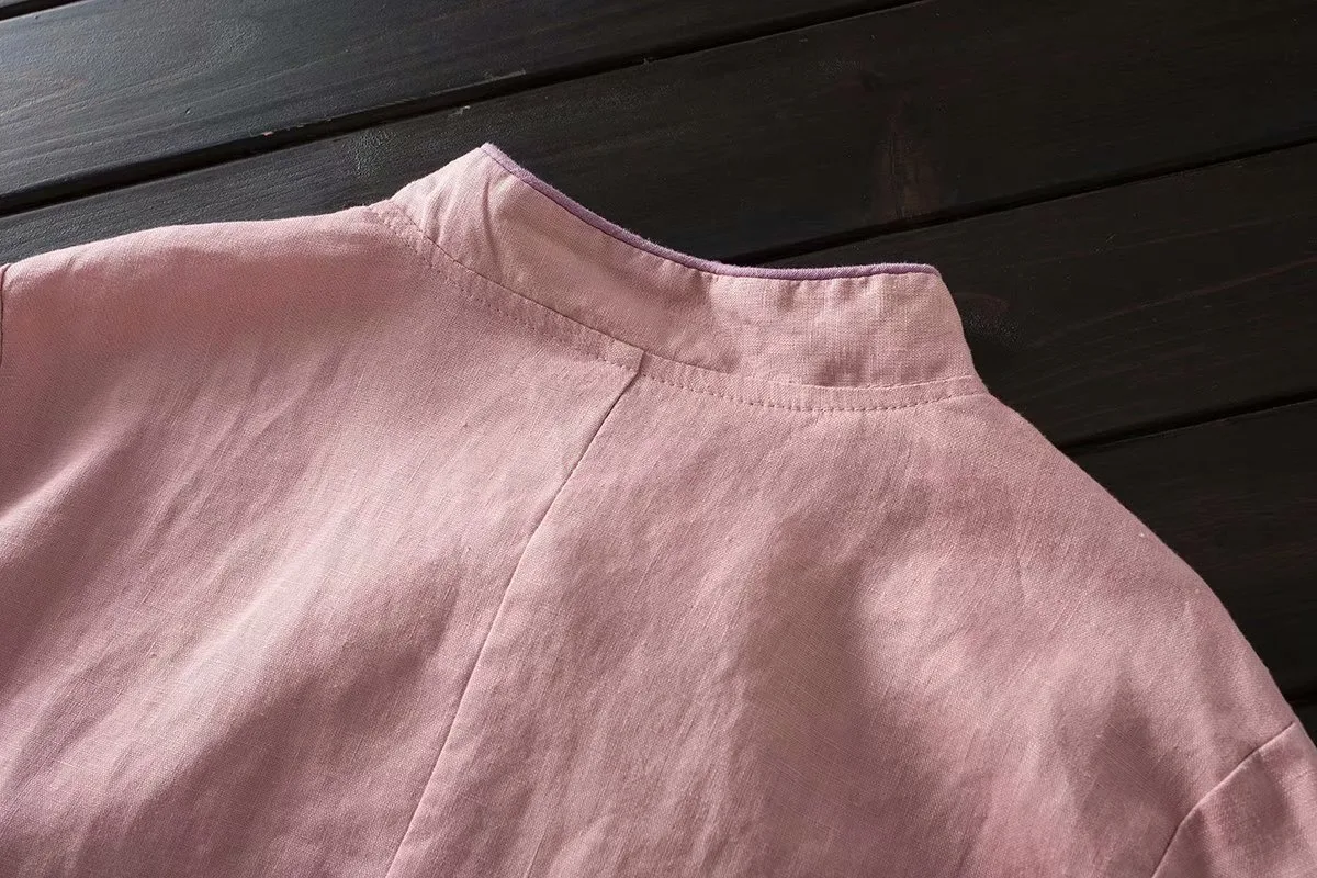 Title 12, Womens Retro Buckle Cotton and Linen Embroider...