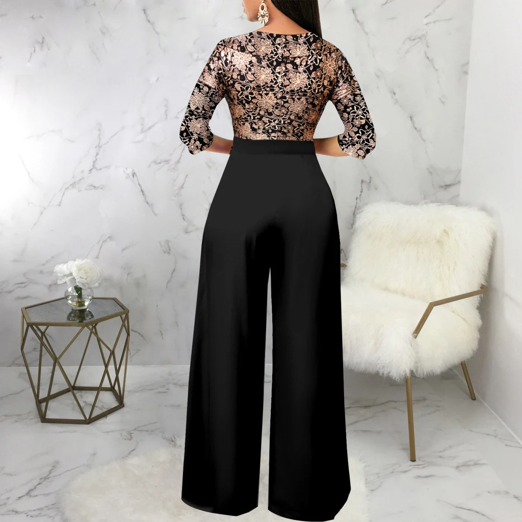 Europese en Amerikaanse mode dames jumpsuit, effen kleur en V-hals, ideaal voor een stijlvolle en comfortabele look. — foto 7