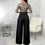 Europese en Amerikaanse mode dames jumpsuit, effen kleur en V-hals, ideaal voor een stijlvolle en comfortabele look. — foto 7