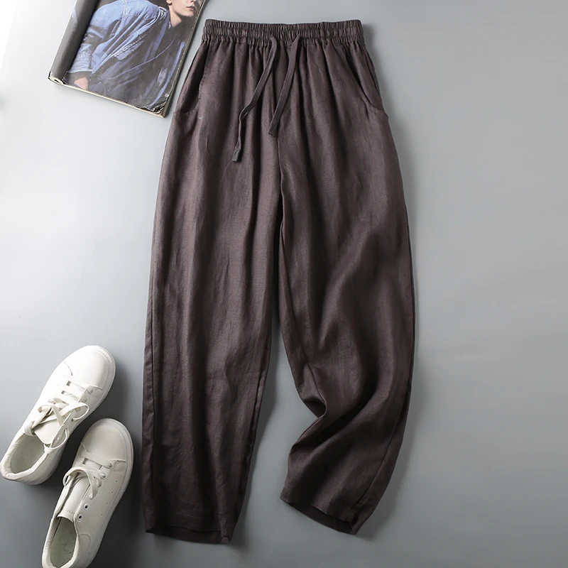 Title 2, Mens loose and breathable cotton and linen str...