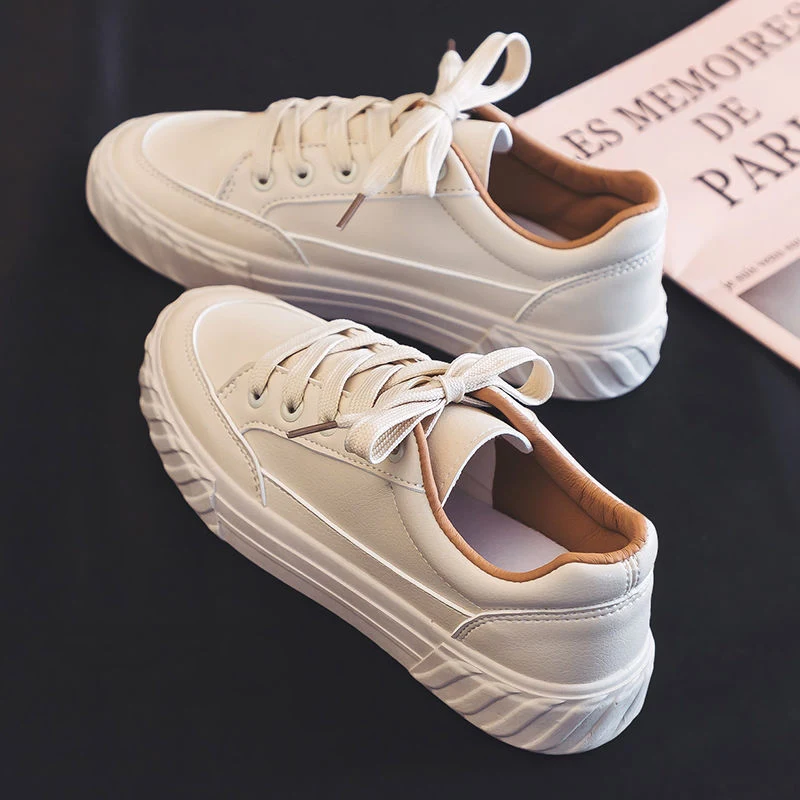 Title 7, White casual flat shoes for women, ins style. C...