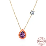Colar de prata esterlina S925 com zircônia em gota, moda europeia e americana, elegante e delicado, perfeito para qualquer ocasião. — foto 2
