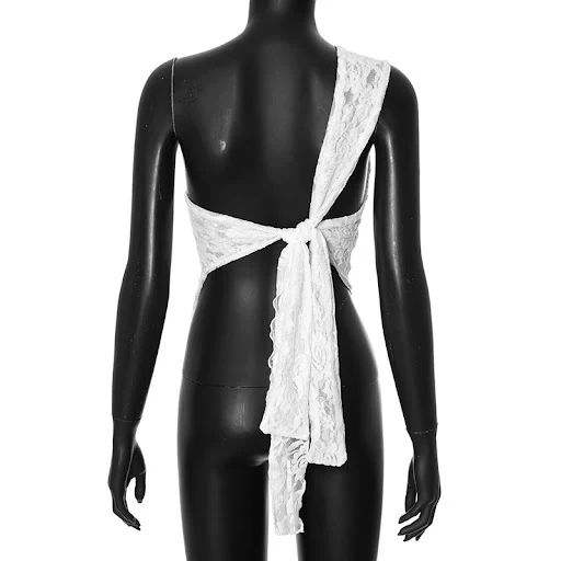 Title 9, Ins Lace Backless Top Summer Solid Color Waistl...