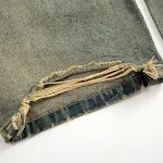Washed and Worn Yellow Mud Color Wide-leg Jeans. Comfortable and stylish for a relaxed, modern look. Perfect for everyda — photo 19