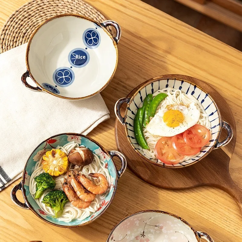 Binaural Soup Vintage Ceramic Noodle Bowl Ramen. Large soup basin tableware, perfect for enjoying your favorite soups an — photo 10