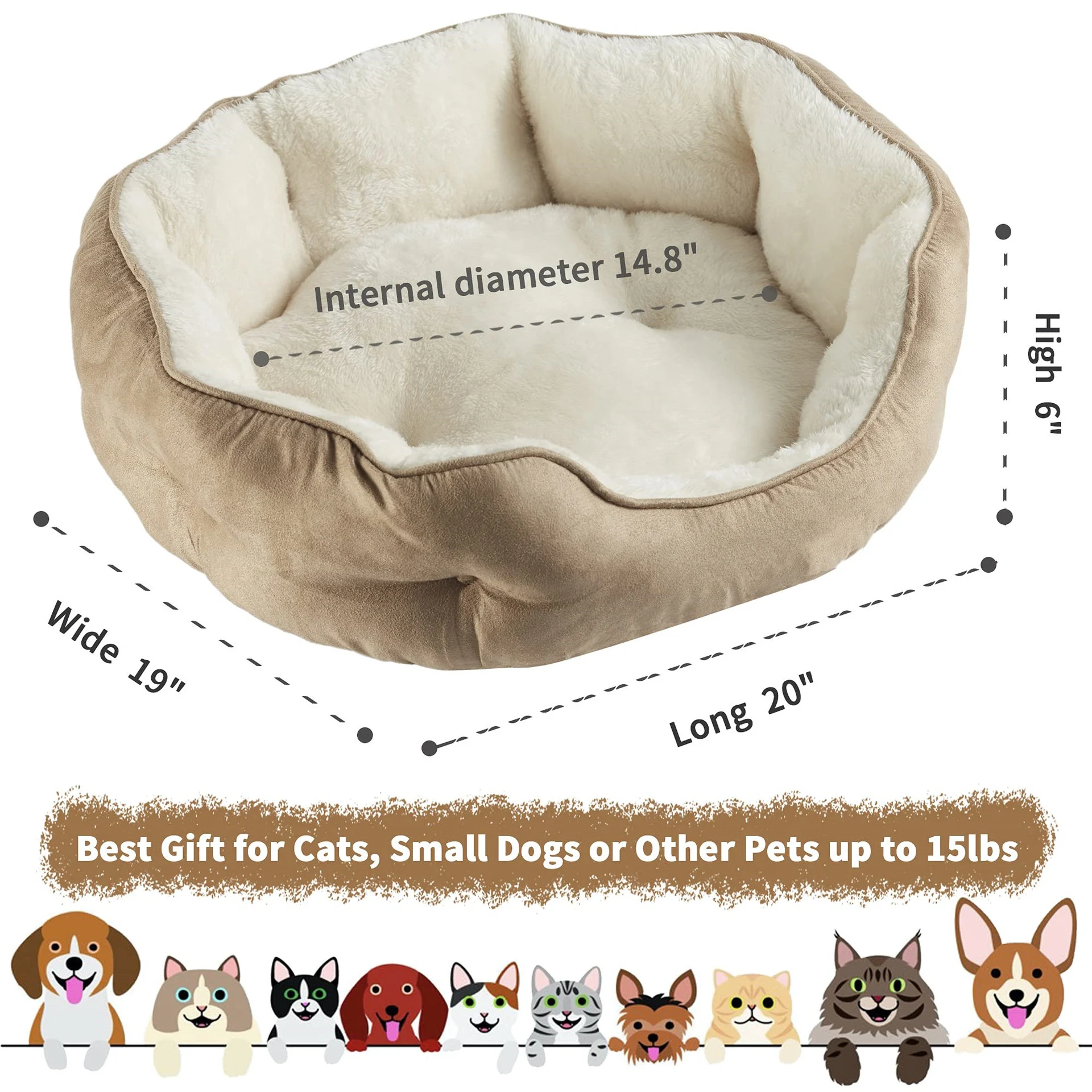Title 25, Cathouse Doghouse Round Pet Bed for Dogs. Provi...