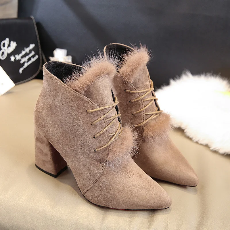 Botas Martin femininas novas outono e inverno 2021, camurça, salto grosso e alto, com cadarço, estilo europeu e americano, botas infantis. — foto 1