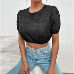 Zomer en herfst nieuwe uitgeholde trui met korte mouwen in buitenlandse stijl, cropped navel Franse retro top met ronde hals — foto 1