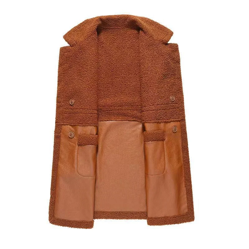 Women's Lambswool Haining Leather Coat, providing warmth and style. Experience comfort and elegance in this high-quality — photo 3