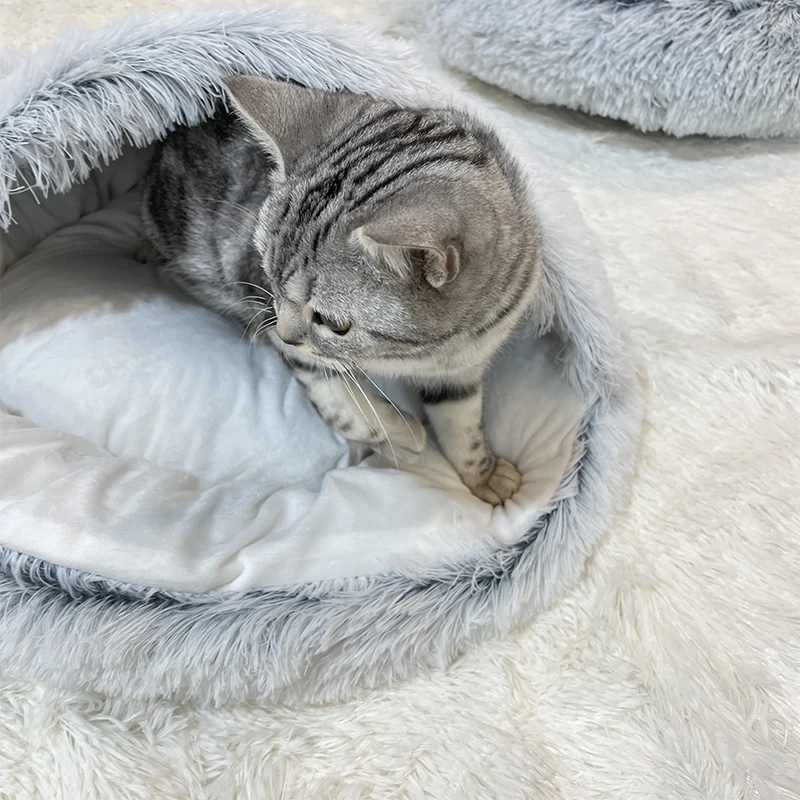Title 7, Pet Bed Cat Dog Winter Long Plush Round Cushion...
