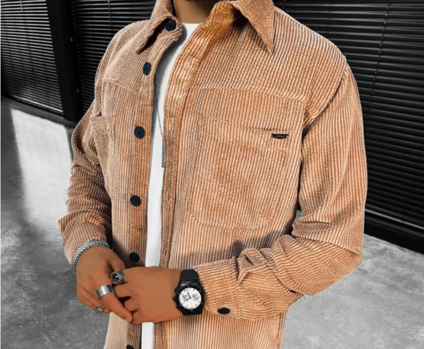 Title 10, Camisa masculina manga longa com lapela e estam...