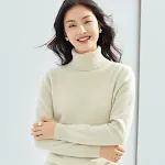 Jersey de cachemira pura para mujer Cuello alto Camiseta de punto inferior Suavidad y calidez para un estilo elegante y cómodo en cualquier ocasión. — foto 10