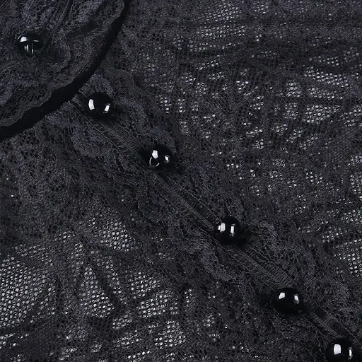 Title 14, Lady Sexy Slim Fit Lace See-through Top. Enhanc...