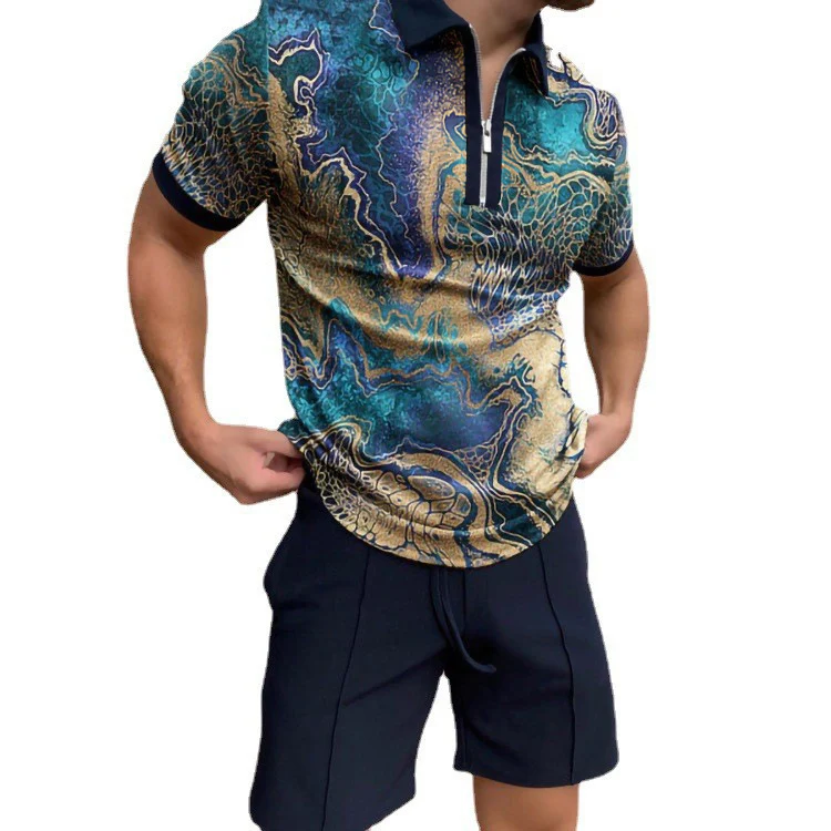 Casual short sleeve digital printing slim fit tee. Comfortable and stylish for everyday wear. A modern design that compl — photo 5