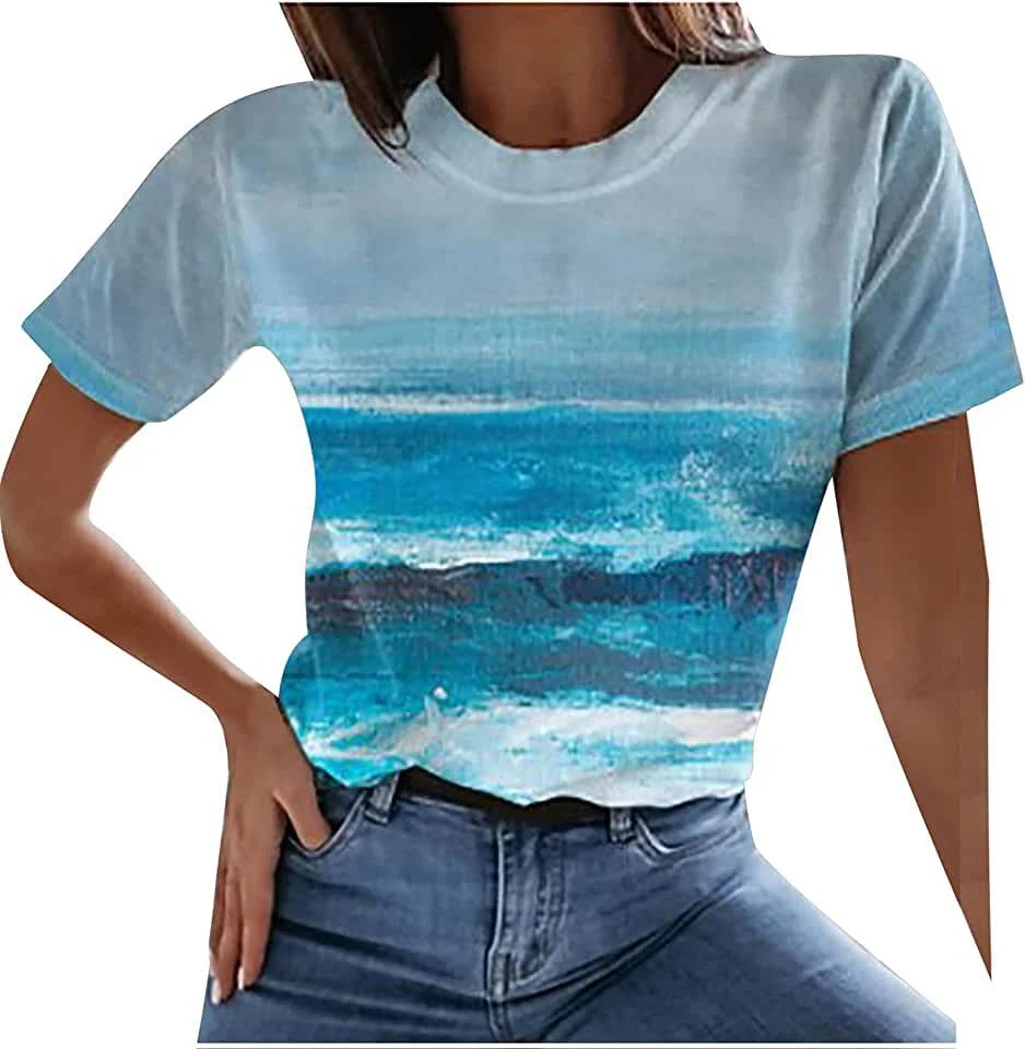 Summer New Printed Round Neck Short Sleeve Tee Comfortable and Stylish Women's Top Perfect for Warm Weather Casual and E — photo 3