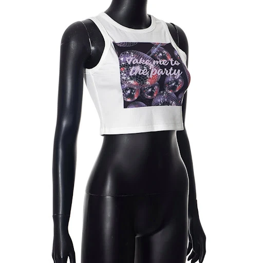Title 11, Comfortable Round Neck Letter Print Vest Sleeve...