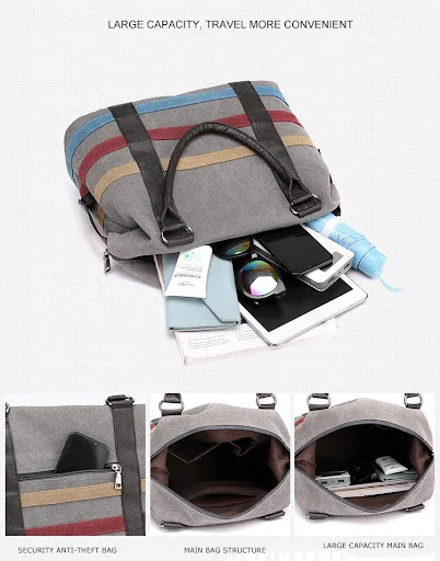 Title 10, Bolso de lona a rayas para mujer ideal para el ...