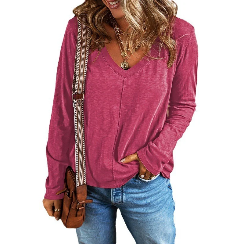 Women's Solid Color Pullover Sweatshirt Loose Long-sleeved Polyester Top Comfortable Everyday Wear Perfect for Casual Ou — photo 6