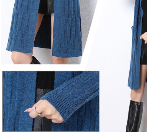 Title 5, Cappotto a scialle in maglia tinta unita da don...