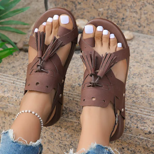 Title 8, New Tassel Rivet Buckle Sandals for Women. Summ...