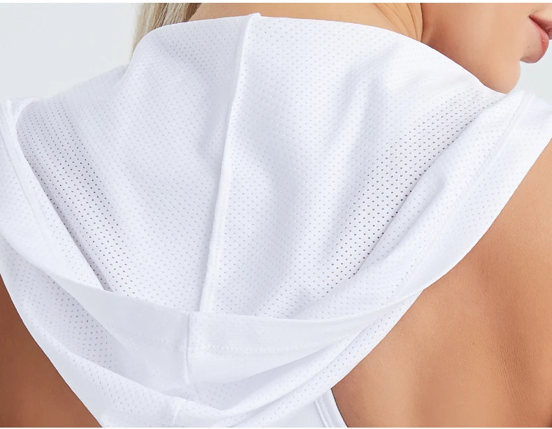 Dames hardloop sportvest met capuchon in effen kleur, perfect voor hardlopen, ademend en comfortabel voor optimale bewegingsvrijheid. — foto 4