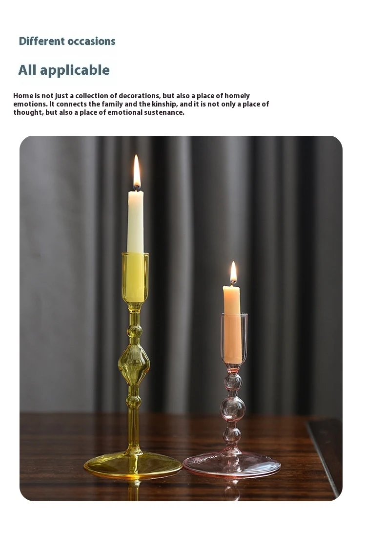 Title 5, French Colored Glass Retro Candlestick, Chinese...