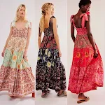 Tube Top Backless Suspender Dress Retro Printed Long Popular Women — photo 13