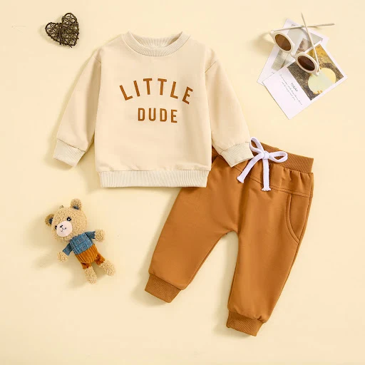Title 28, Kinder tweedelige set, ronde hals shirt met let...