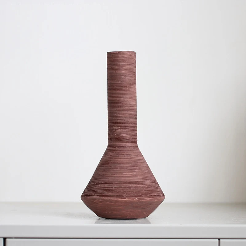 Vaso de Cerâmica Escovado Nórdico Moderno Minimalista Adicione elegância à sua casa. Design simples, perfeito para flores e realçar ambientes. — foto 6
