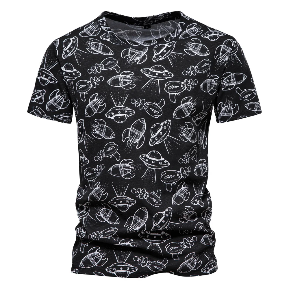 Title 2, Zomer heren casual urban print ronde hals katoe...