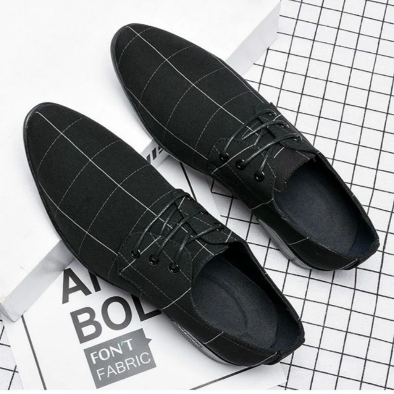 Heren canvas casual business schoenen met spitse neus, ademend, Koreaanse stijl trend, veelzijdig combineerbaar voor dagelijks gebruik. — foto 5