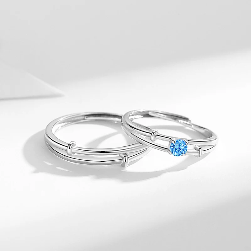 Anillos de pareja de plata de ley 925 con diseño INS, elegantes y románticos. Perfectos para celebrar el amor y la conexión especial. — foto 4