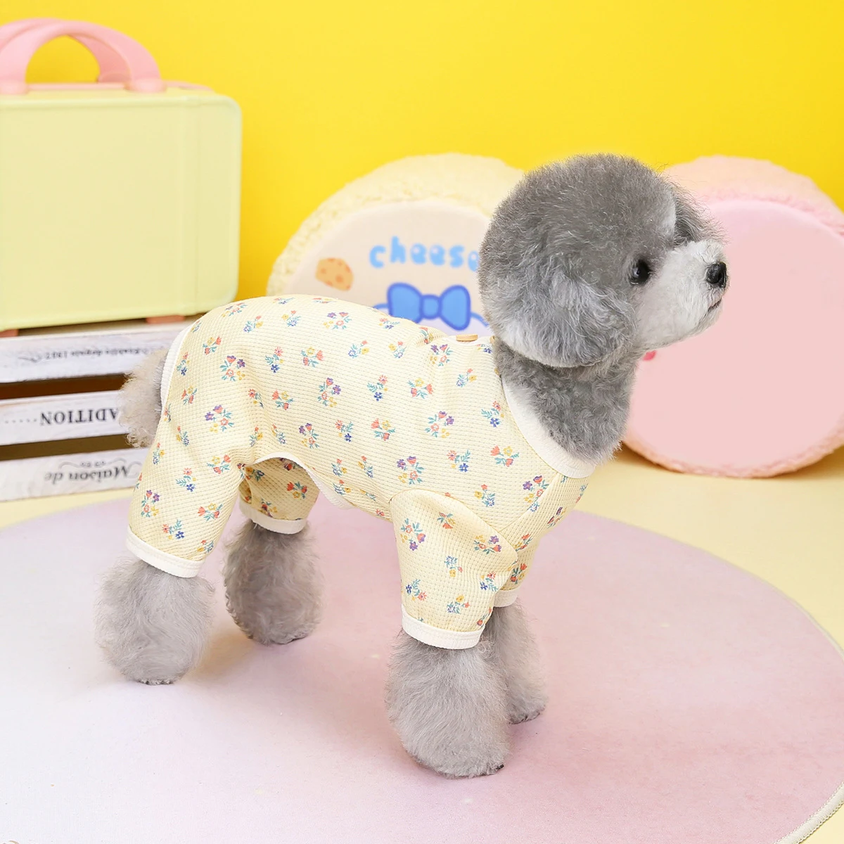Title 5, Pet Dog Waffle Floral Clothes. Dress your dog i...