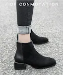 Botas curtas casuais com salto grosso e confortáveis, combinam com tudo. Desfrute de estilo e conforto para uso diário. — foto 11