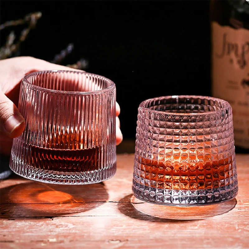 Title 2, Rotating Crystal Whisky Glass for Scotch, Bourb...