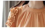Sleeved Blouse Off-shouldered Chiffon Blouse In The Summer — photo 1