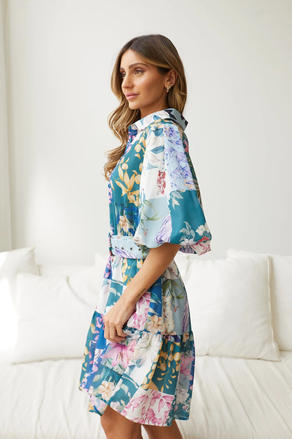 Title 9, Womens Lantern Short Sleeve Belt Single-breast...