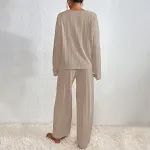 Women's Long-sleeved Trousers Two-piece Rib Thermal Home Wear Pajamas — photo 6