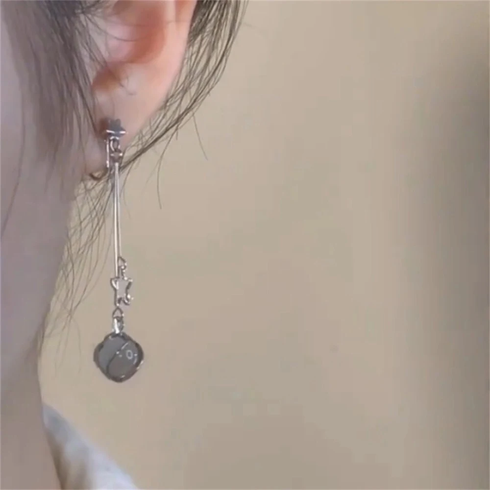 Brincos longos de opala femininos, simples e charmosos. Clip de orelha para fácil colocação e um toque de elegância natural. — foto 5