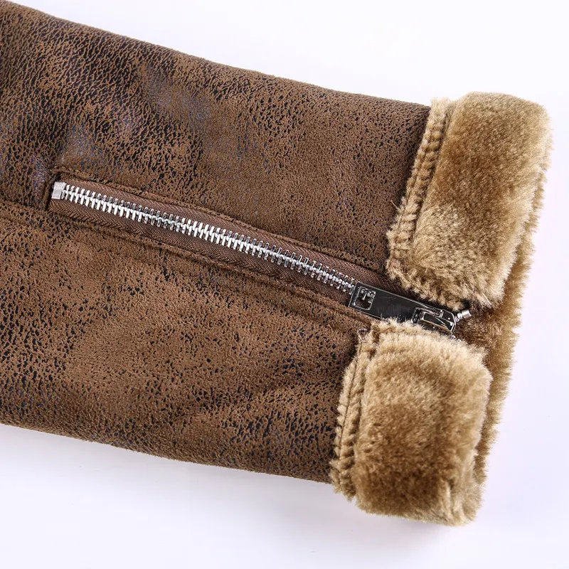 Title 14, Winter lapel leather jacket plus velvet thick c...