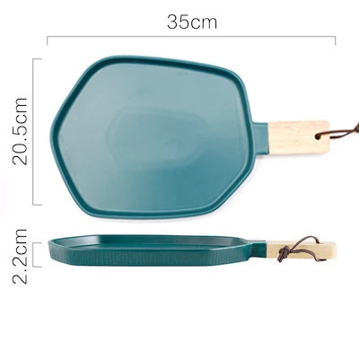 Nordic Creative Ceramic Western Food Plate With Wooden Handle. Serve your meals with elegance and a touch of Scandinavia — photo 10