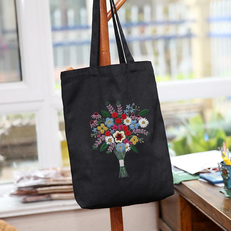 Canvas Bag Embroidered DIY Material Kit Design and create your own unique bag with this easy to use kit including thread — photo 1