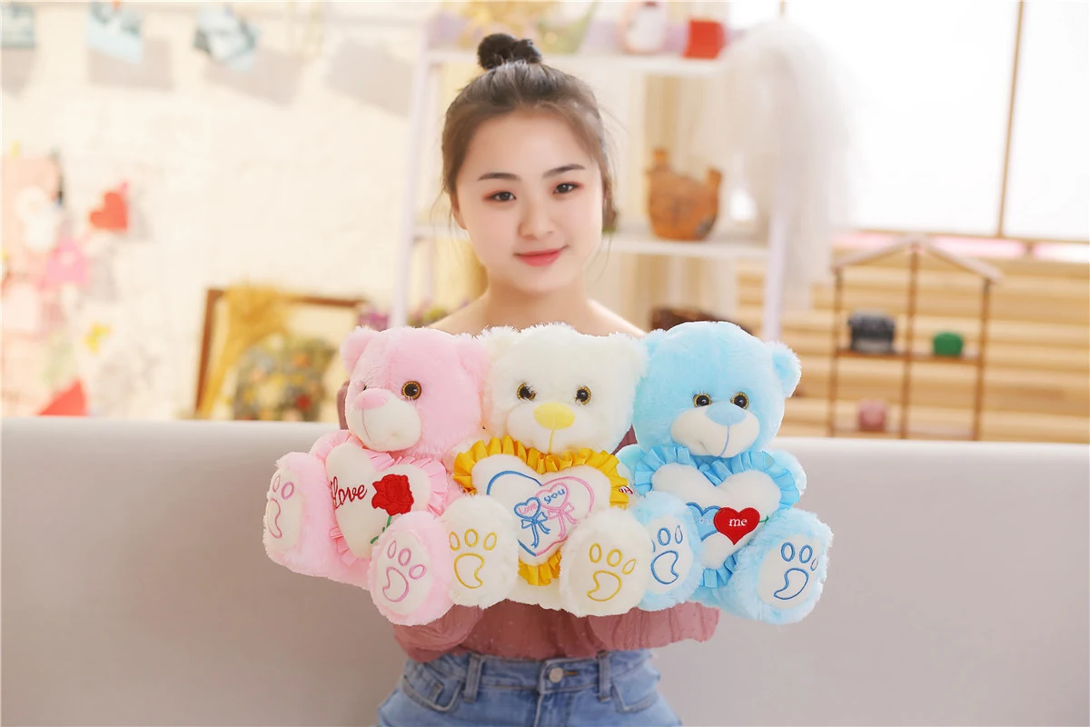 Title 4, Multicolored Glowing Buttons Bear Doll, a fluor...