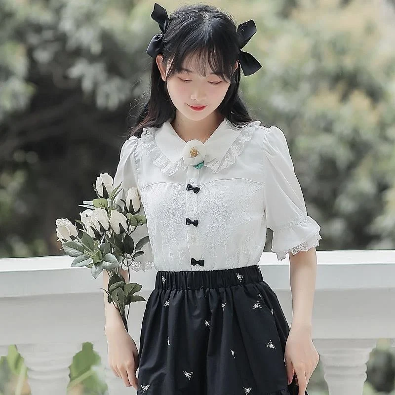 Title 5, Sweet Lace Doll Collar White Shirt Niche Design...