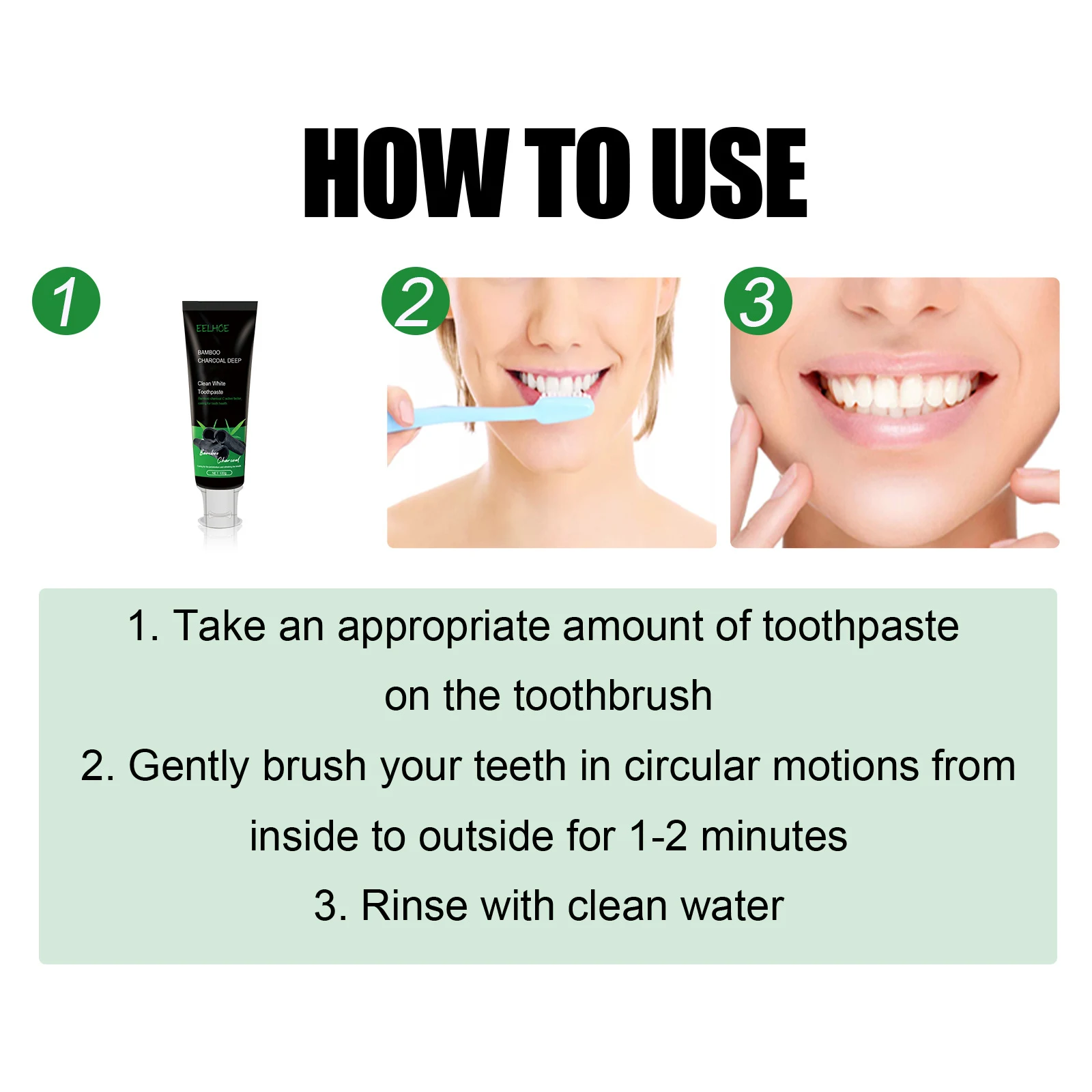 Pasta dental de limpieza profunda con carbón de bambú blanquea, desintoxica y refresca tu boca. Dientes más blancos y aliento fresco garantizados. — foto 12