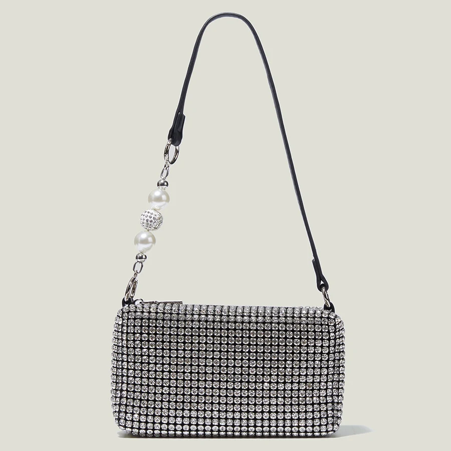 Bolsa de mão feminina de noite com strass e diamantes, elegante e sofisticada, ideal para eventos e festas especiais, um toque de brilho. — foto 3