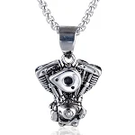 Colar Masculino Vintage Moto Punk Gótico com Motor, Acessório de Motociclista Estiloso e Único para um Visual Rebelde e Marcante. — foto 10