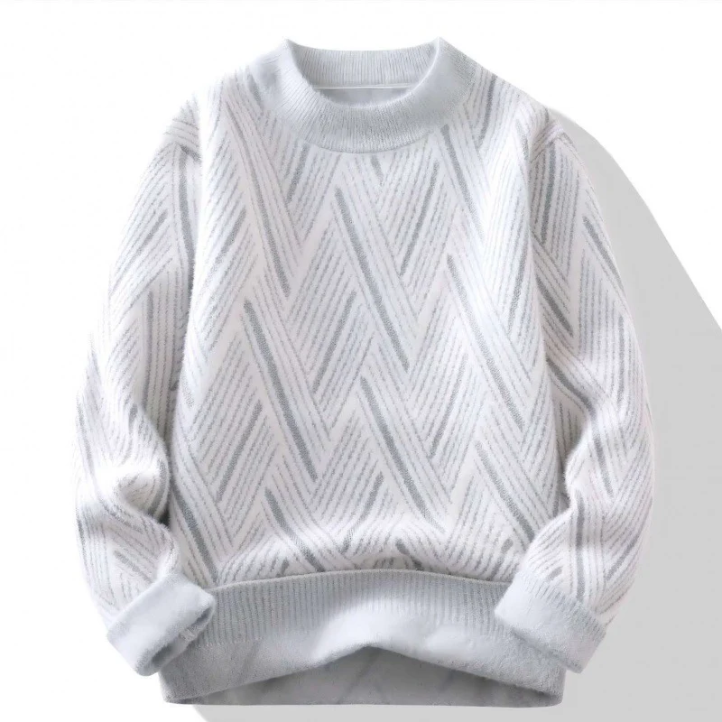 Ronde hals trui heren winter met ruitpatroon. Warme en stijlvolle trui voor koude dagen. Perfect voor een casual en comfortabele look. — foto 1