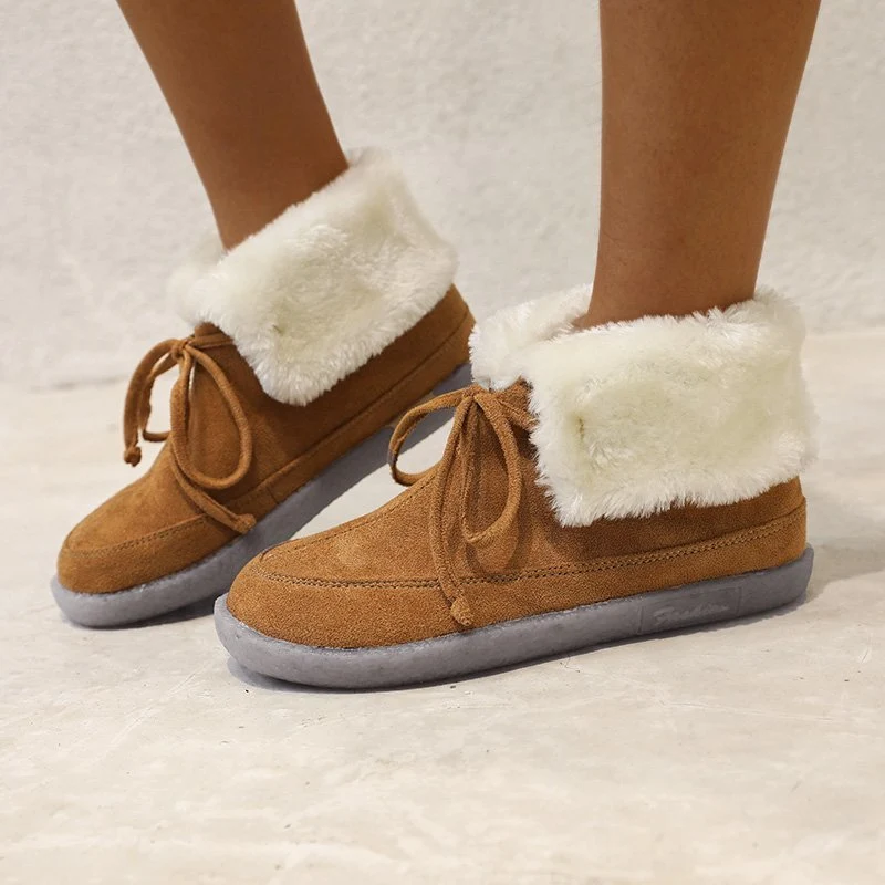 Women's round toe flat short snow boots. Comfortable and warm winter boots, perfect for snow and cold weather. Stylish a — photo 2